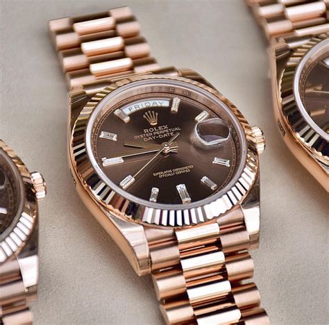 rolex rose gold brown dial